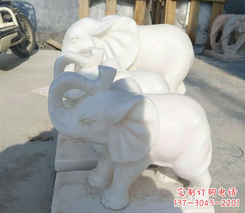 湖南汉白玉招财小象雕塑