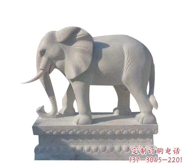 湖南精美绝伦的汉白玉大象雕塑