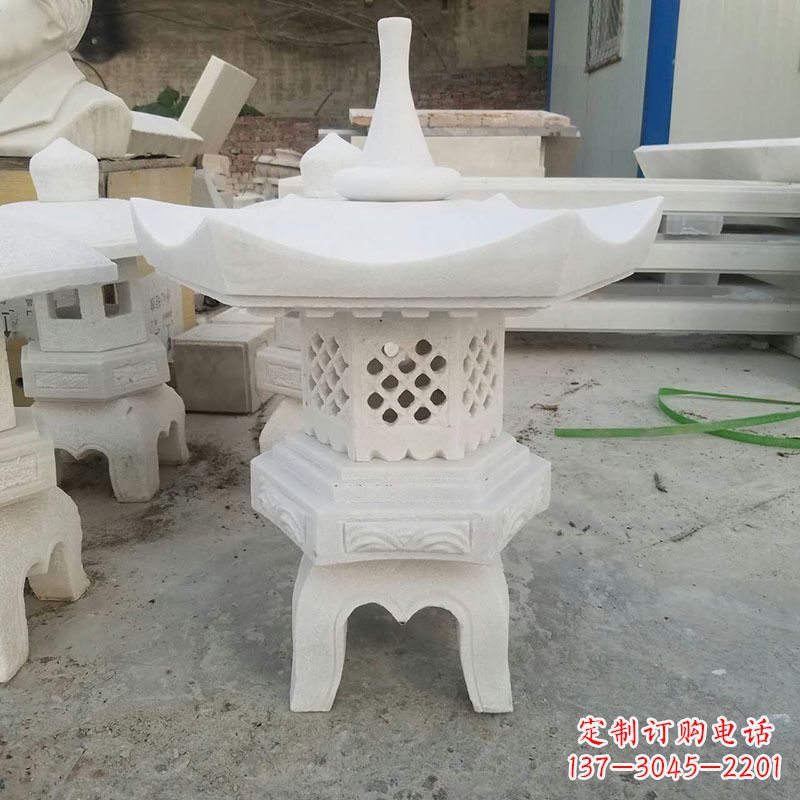 湖南汉白玉中式石雕灯笼