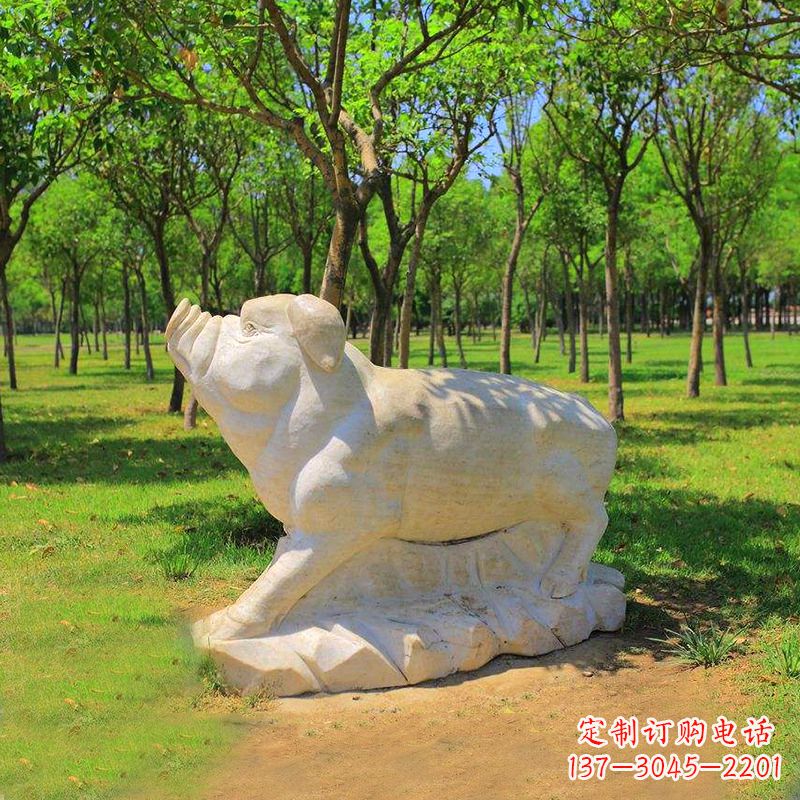 湖南传统十二生肖精美手工猪石雕动物雕塑
