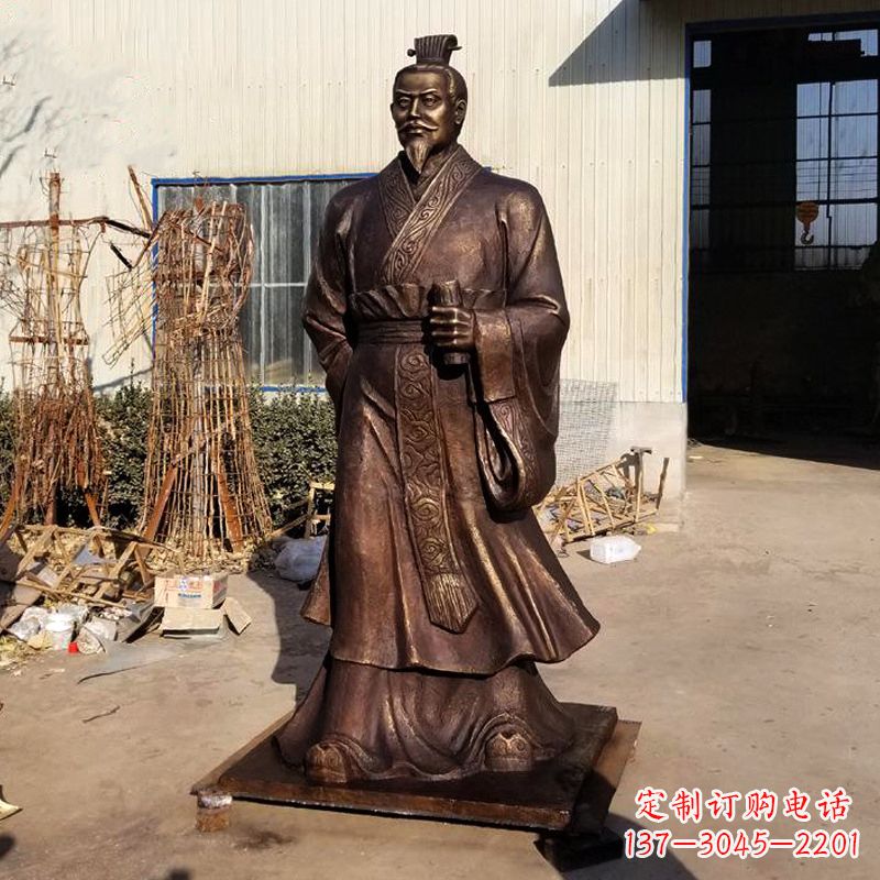 湖南汉武帝刘彻铜雕塑像