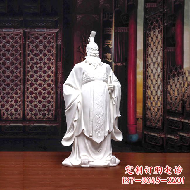 湖南汉白玉石雕刻,高贵内敛的汉武帝刘彻汉雕像
