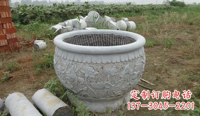 湖南荷花花盆公园景观石雕,千般美妙一览无余
