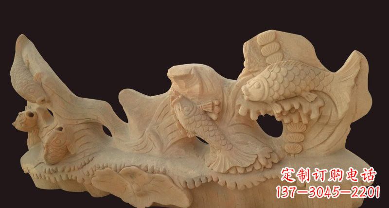 湖南荷花鲤鱼石雕,精美绝伦