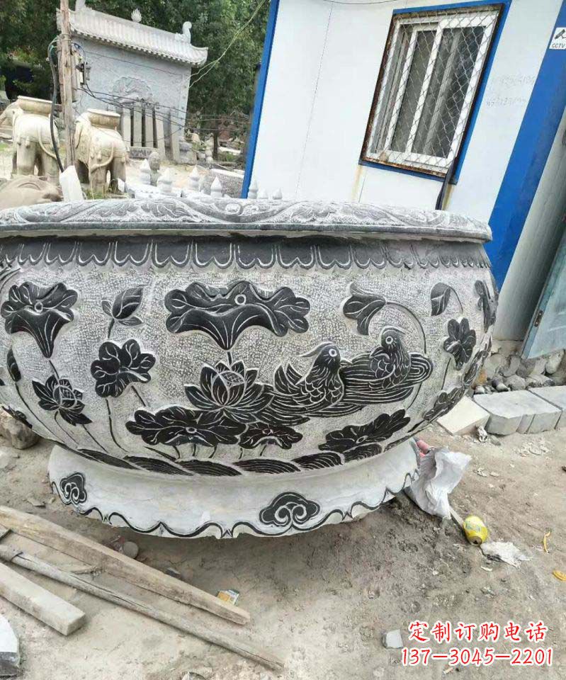湖南荷花石雕水缸,给你安静的空间