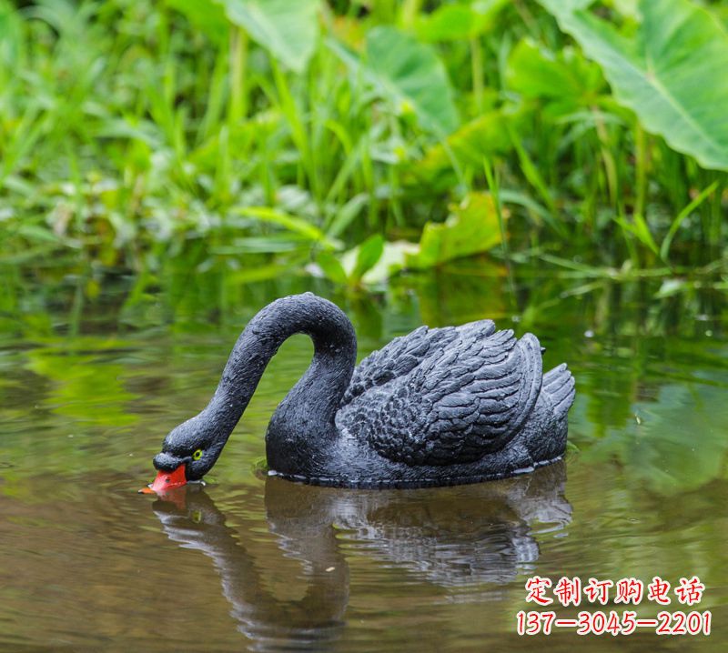 湖南黑天鹅雕塑,水塘装饰摆件