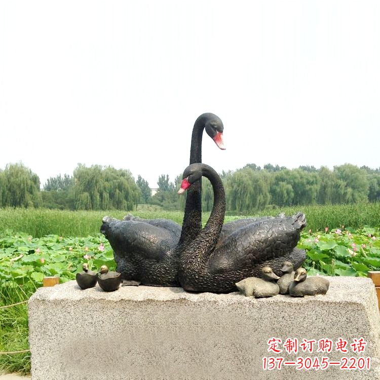 湖南黑天鹅铜雕摆件