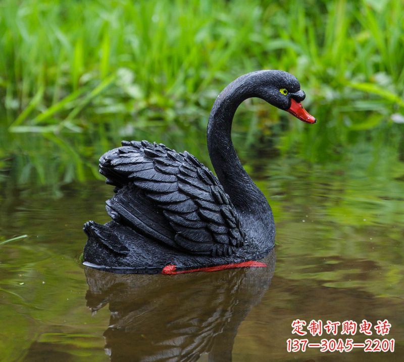 湖南精致风范:黑天鹅展翅玻璃钢仿真雕塑