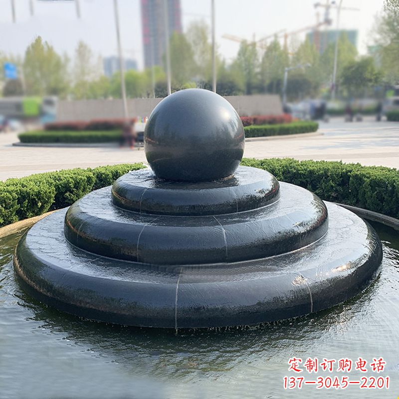 湖南黑曜石风水球:精美雕塑装点繁华都市