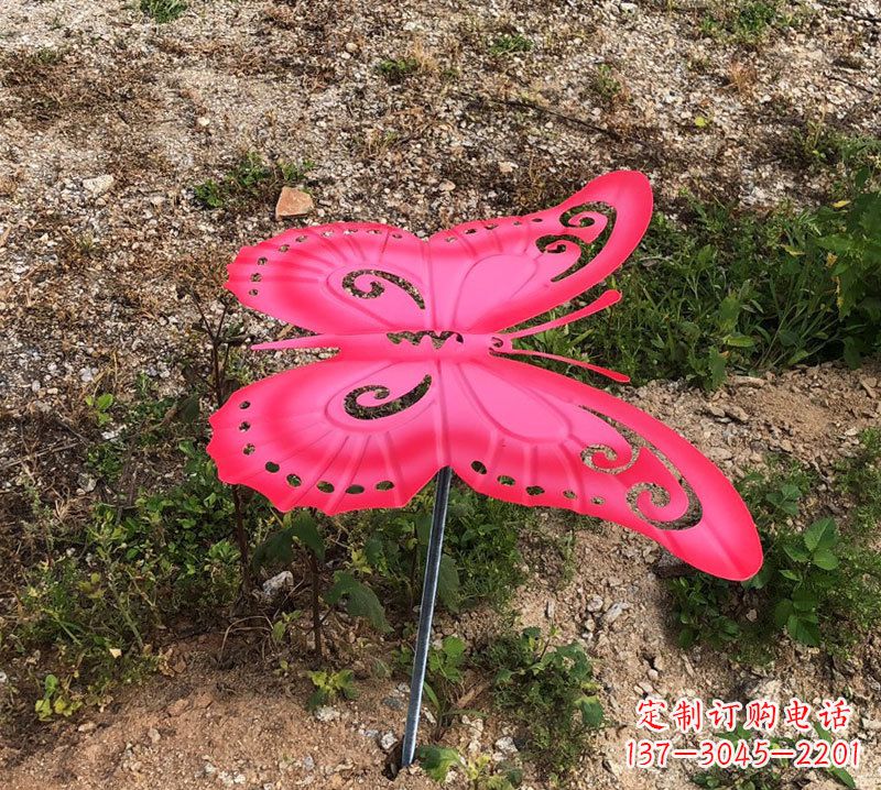 湖南红色铁艺不锈钢蝴蝶雕塑