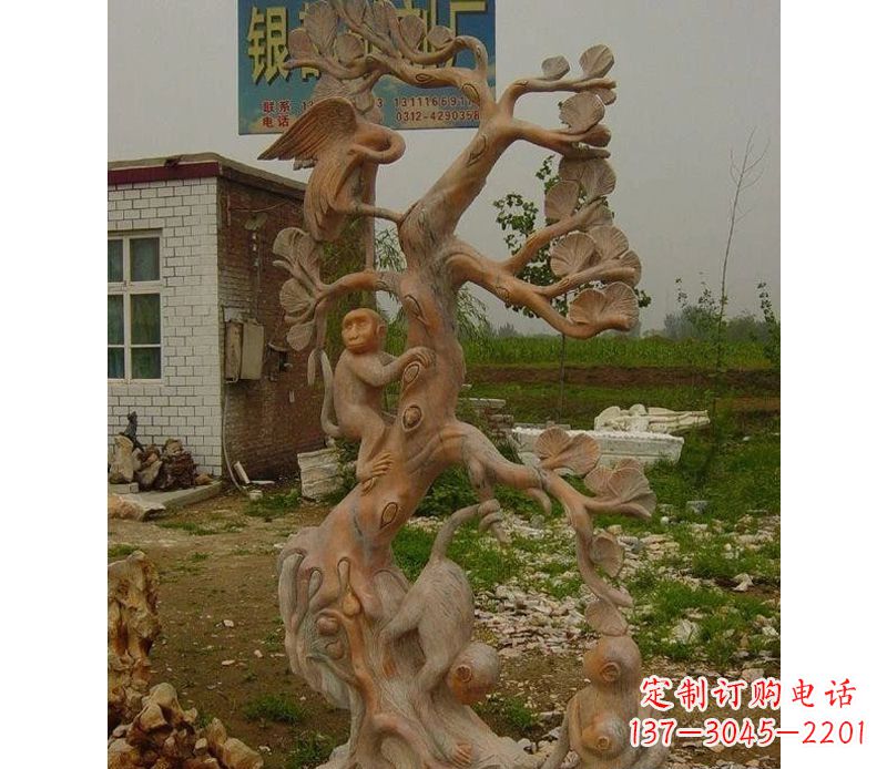 湖南优雅灵动的猴子石雕