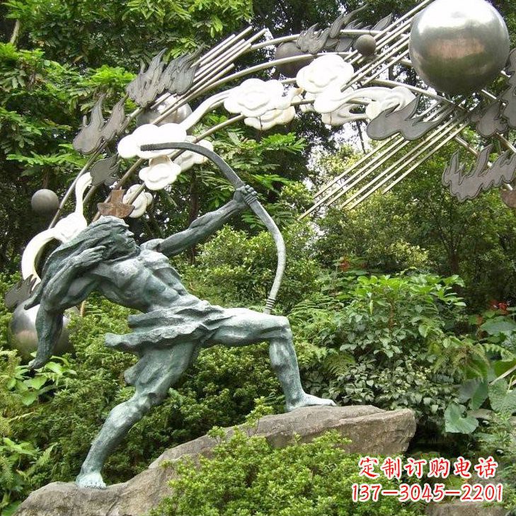 湖南华夏传统精美后羿射日雕塑