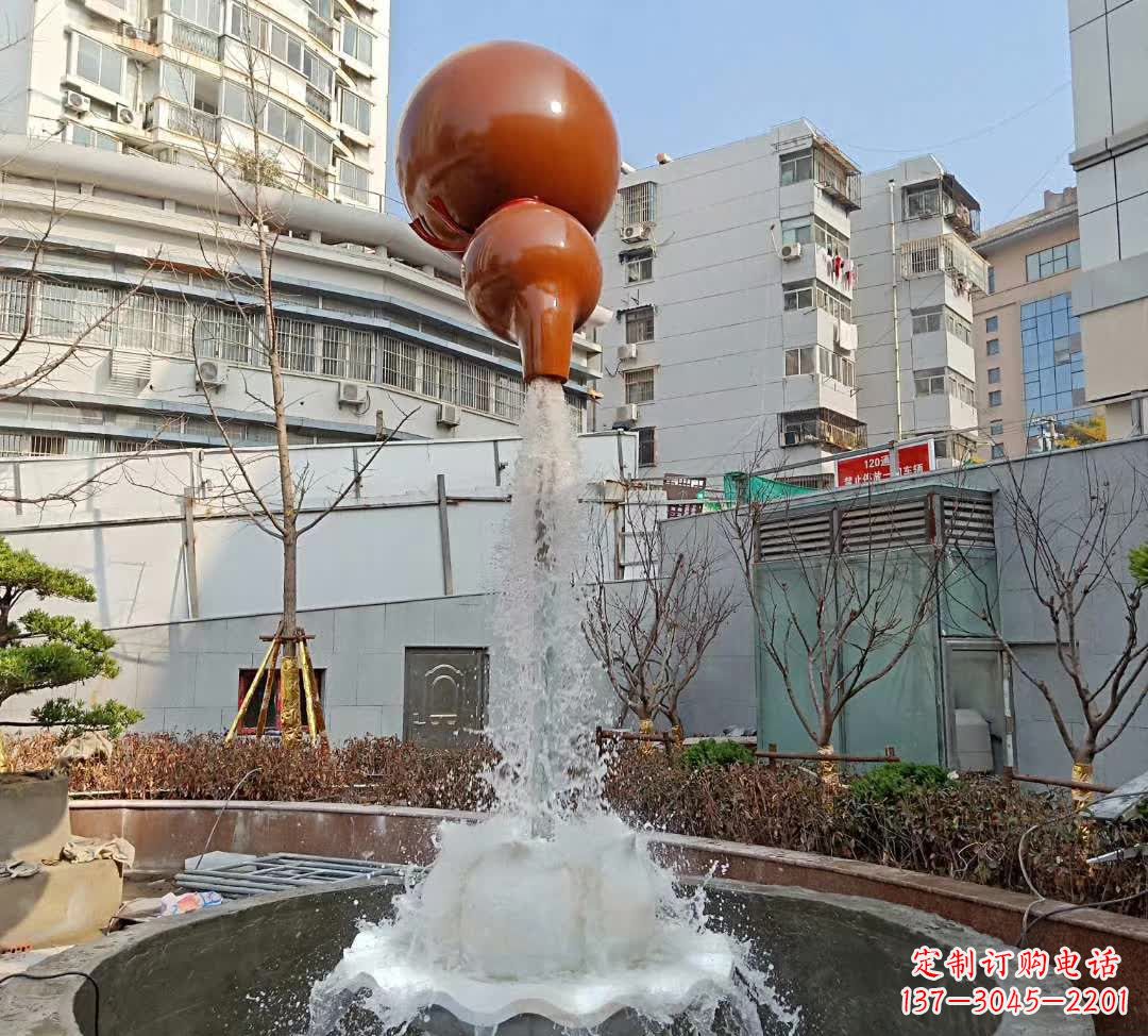 湖南葫芦广场喷泉雕塑,精致唯美
