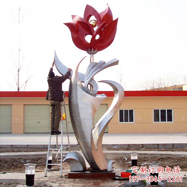 湖南高端定制玫瑰花不锈钢大型雕塑