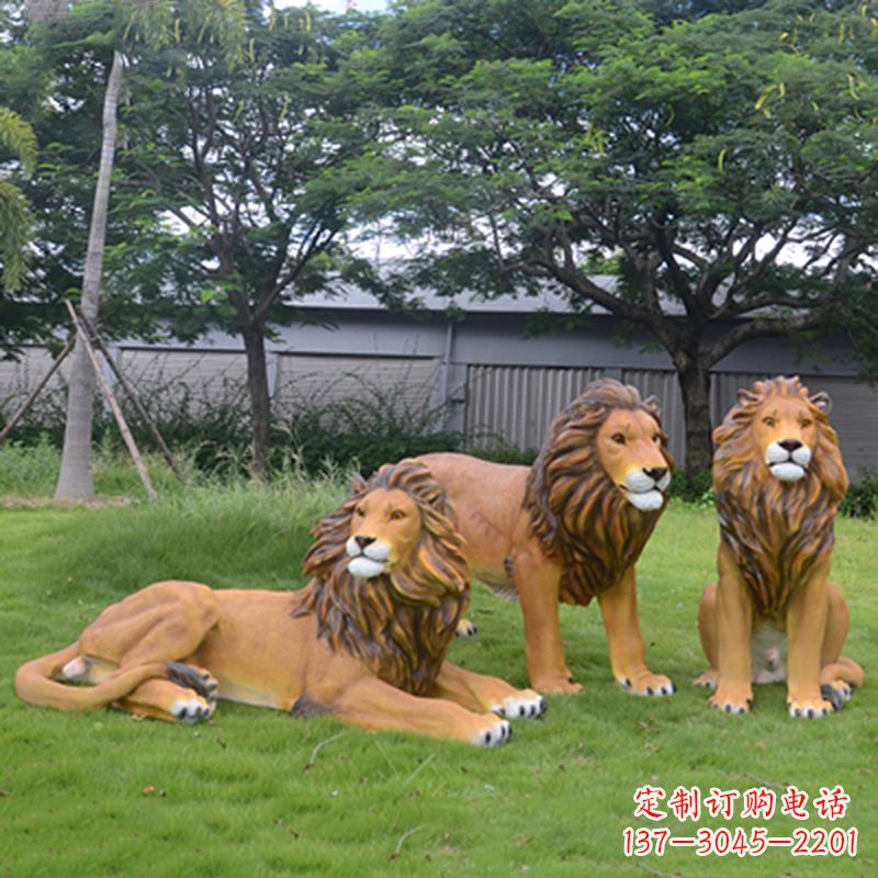 湖南把公园里的斗勇气释放出来--领雕金刚户外仿真狮子雕塑