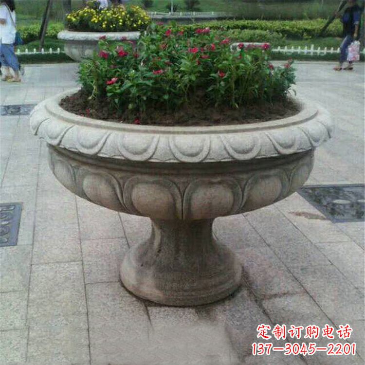 湖南中领雕塑:精美花岗岩公园石雕花盆