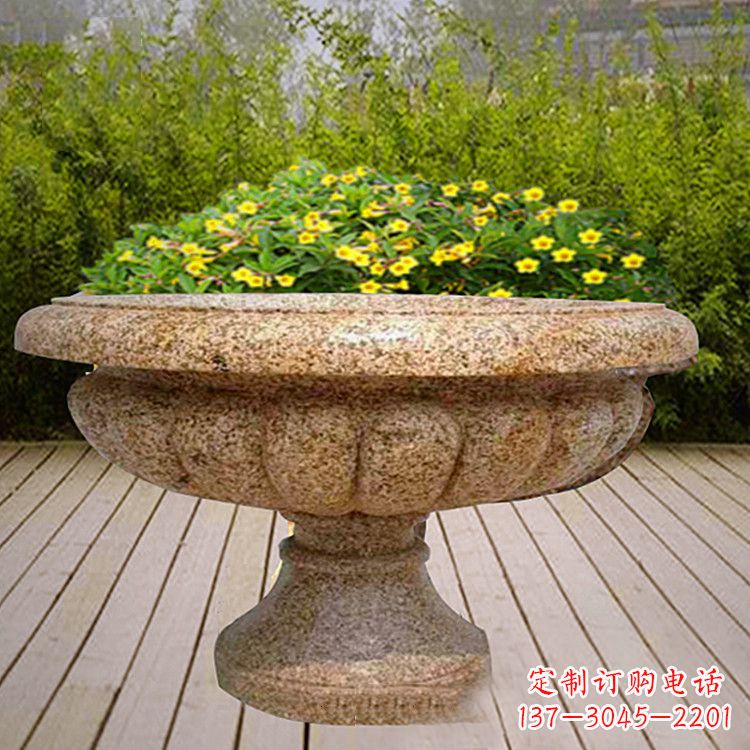 湖南花岗岩欧式园林花盆雕塑