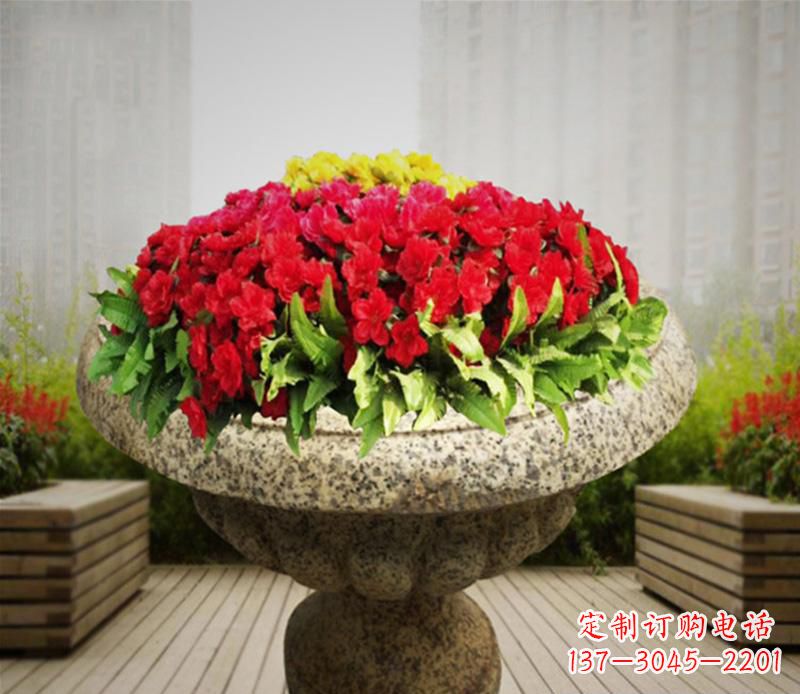 湖南花岗岩小区景观花盆雕塑