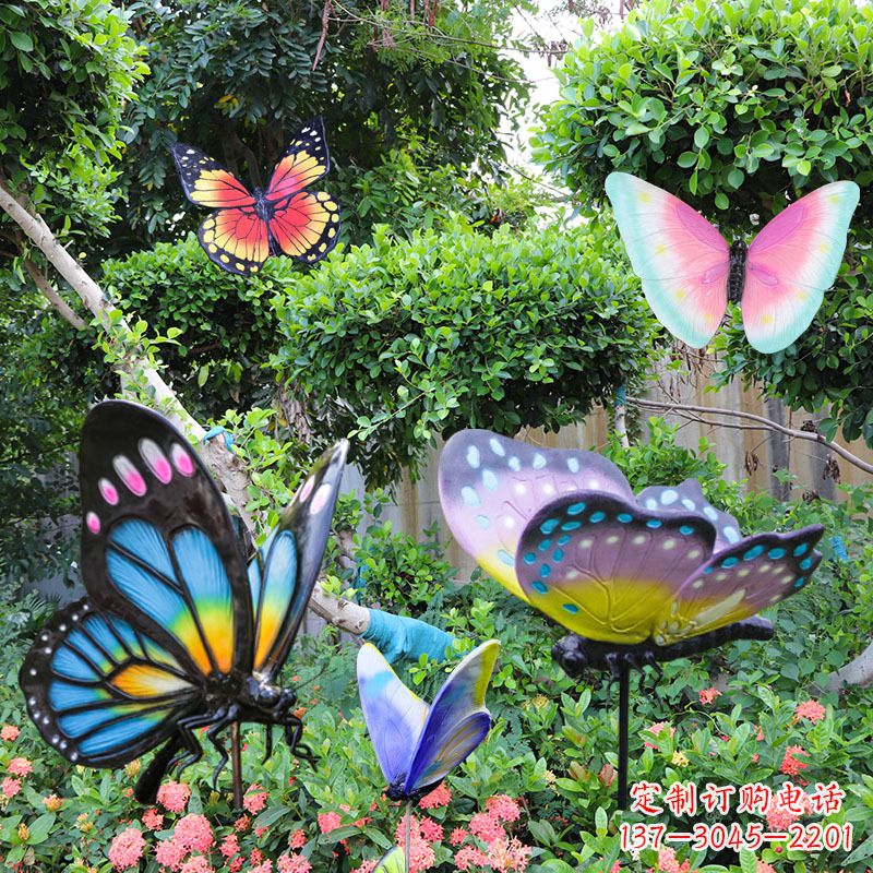 湖南花园玻璃钢仿真蝴蝶雕塑