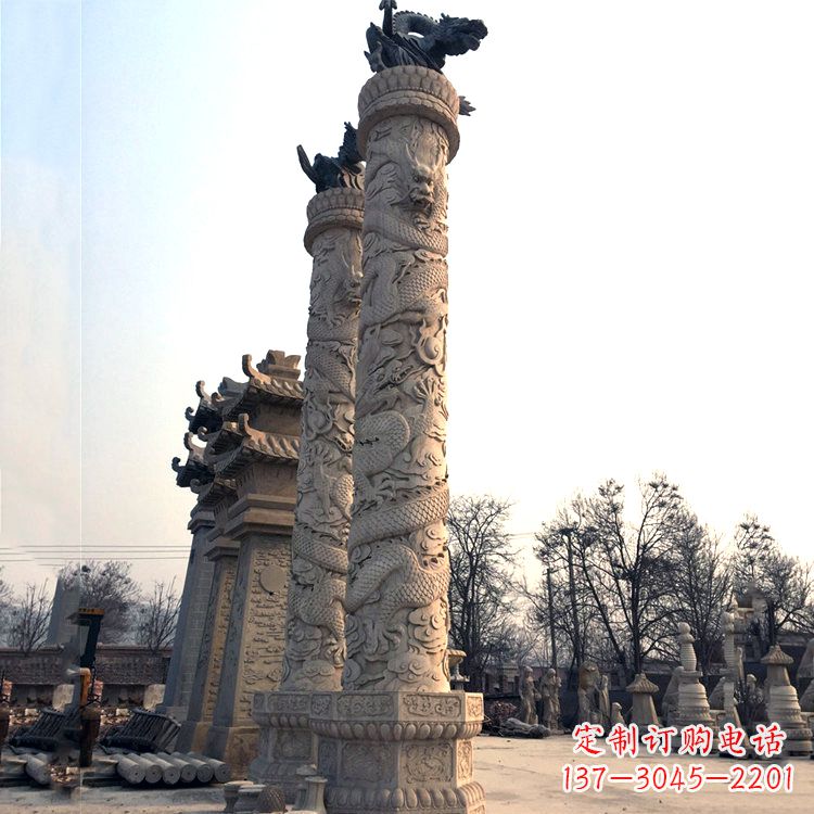湖南精致精美的华表柱石雕