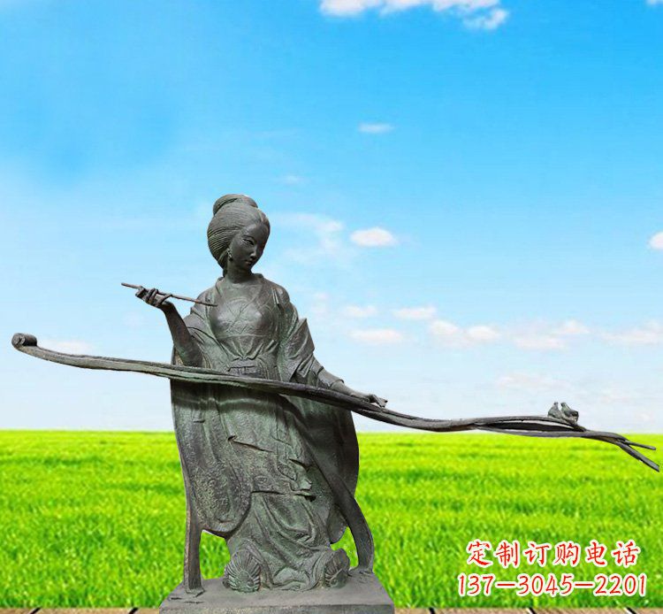 湖南画画的古代美女铜雕