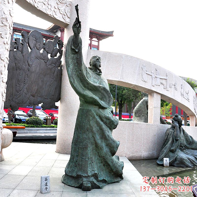 湖南中领雕塑:仿古吴道子铜雕像