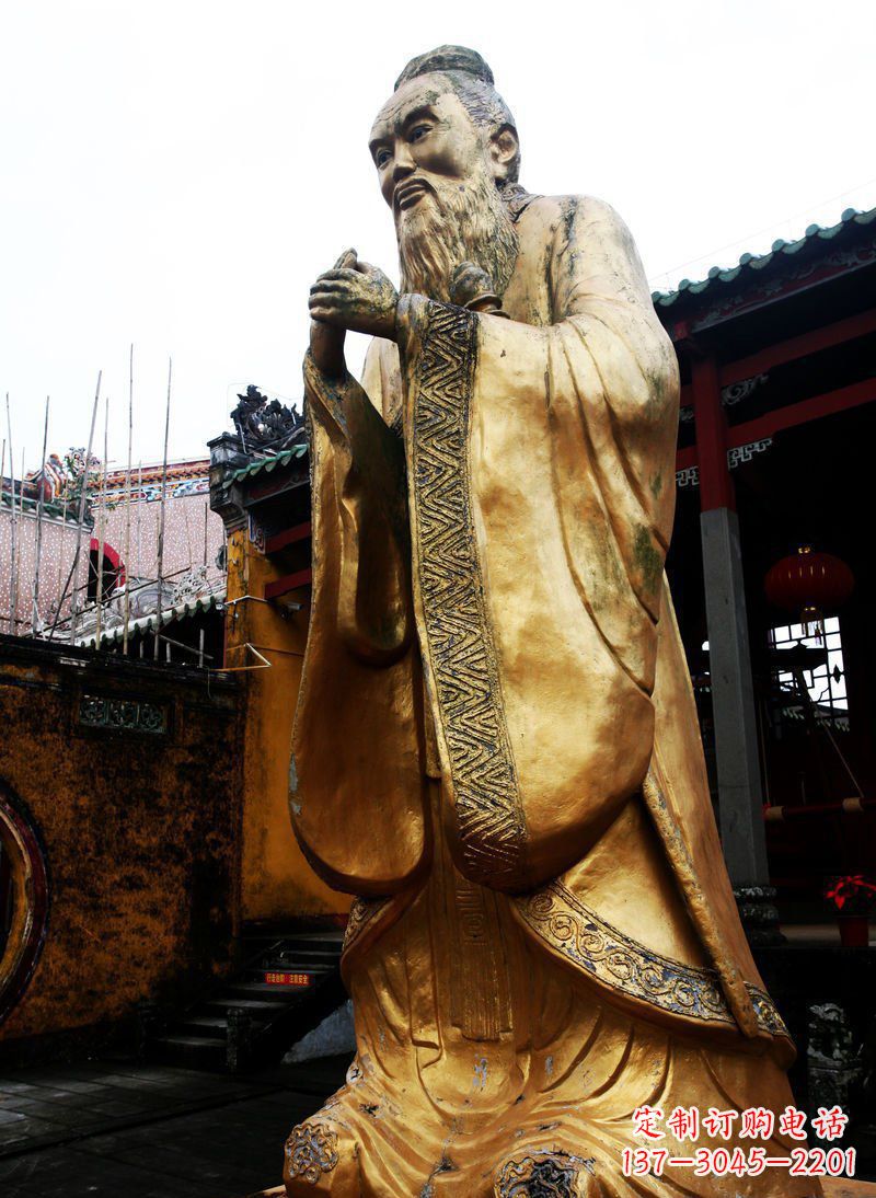 湖南精致黄铜孔子雕塑,永久流传中华文化