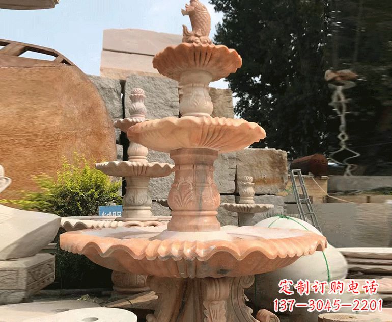 湖南黄锈石喷泉雕塑