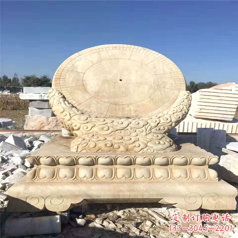 湖南优雅而古典的黄锈石日晷雕塑