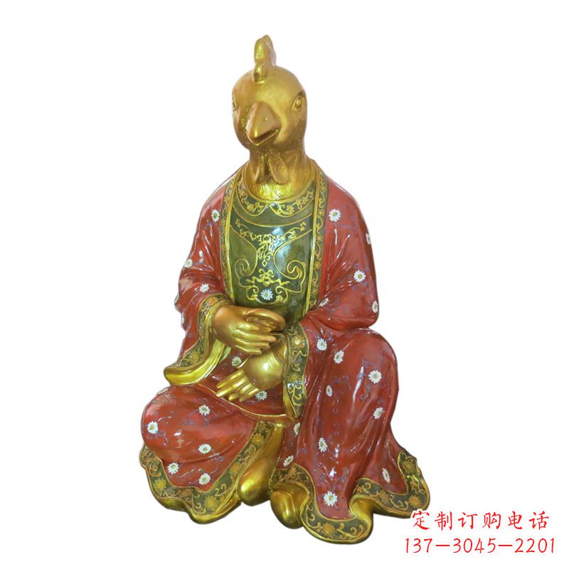 湖南鸡-玻璃钢彩绘生肖雕塑
