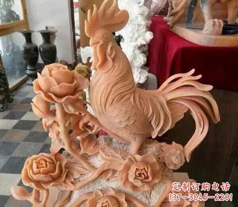 湖南国家元素:吉祥如意公鸡石雕