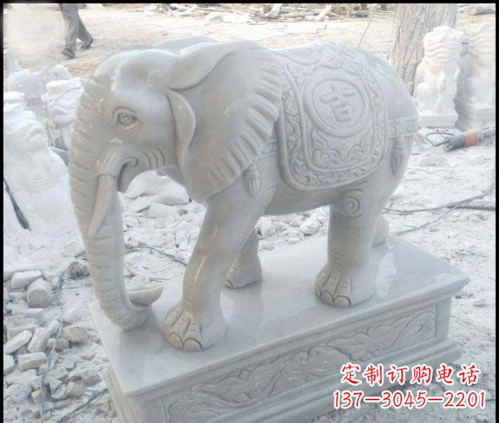 湖南高端大象汉白玉雕塑