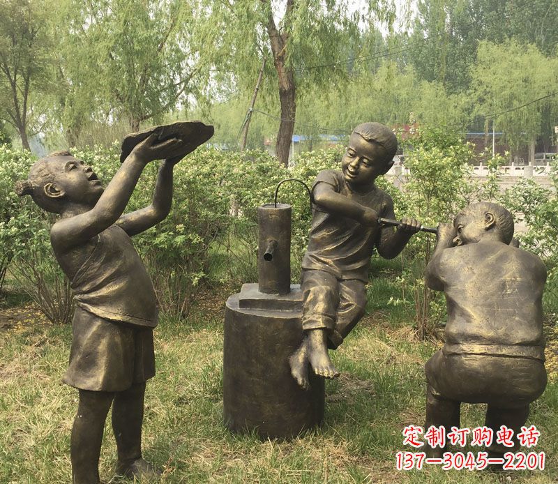 湖南艺术熊孩子,活泼可爱的儿童雕塑
