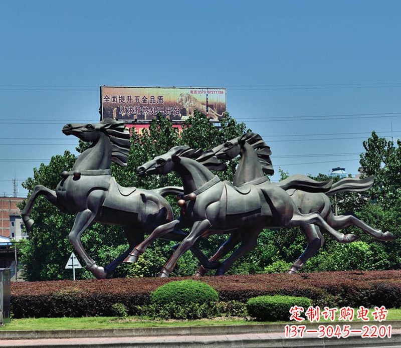湖南非凡运动,街边奔马铜雕塑