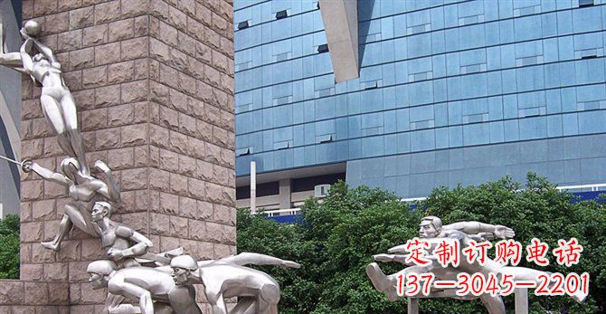 湖南街边不锈钢运动员人物雕塑