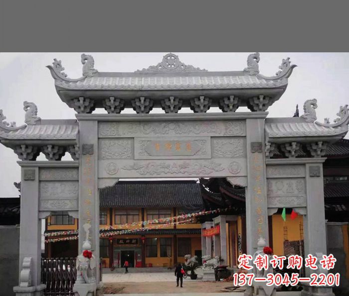 湖南专业街边道路三门石牌坊雕塑制作