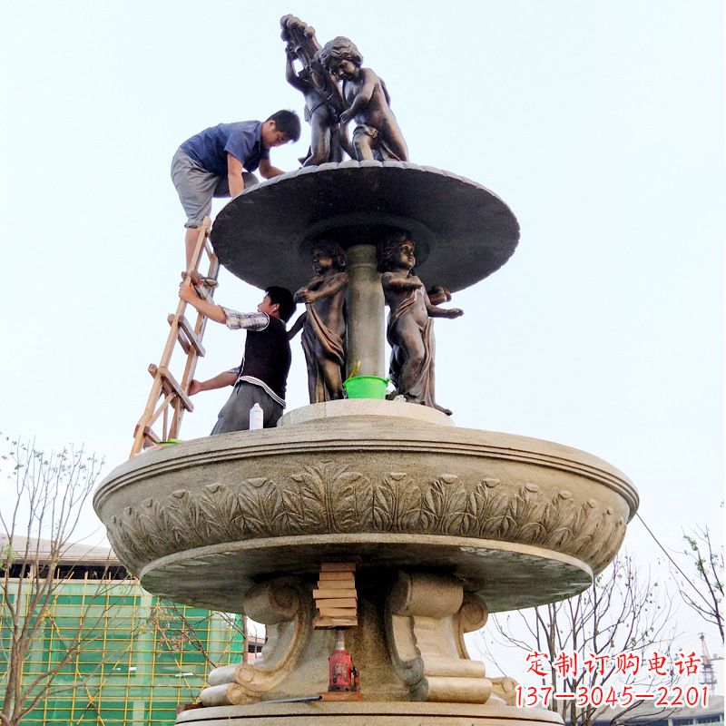湖南精美金蝉石喷泉雕塑
