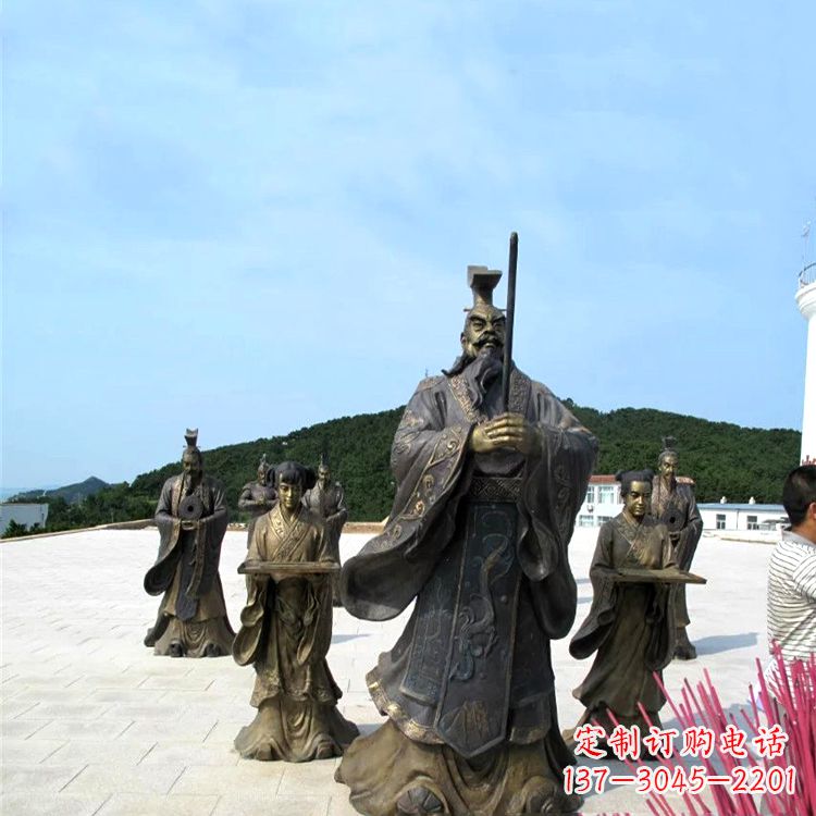 湖南景区广场汉武帝刘彻祭天情景雕塑