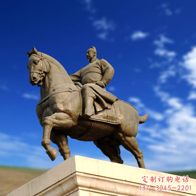 湖南领雕塑正大光明:李世民骑马景观雕塑