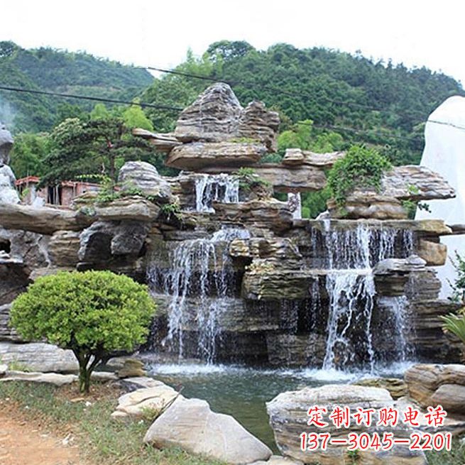 湖南领雕塑让您的景区更精彩——奇石流水假山雕塑