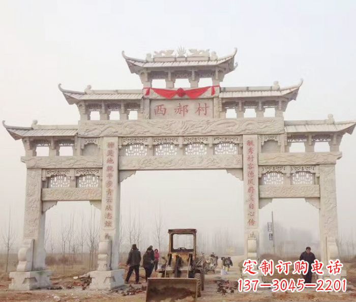 湖南高品质三门牌坊石雕