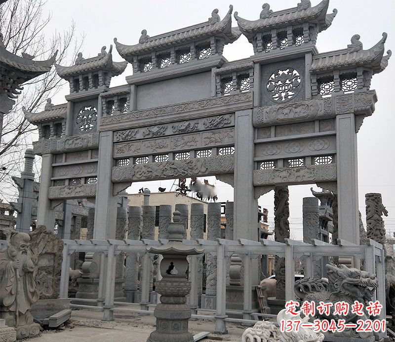 湖南京中领雕塑:牌坊石雕定制