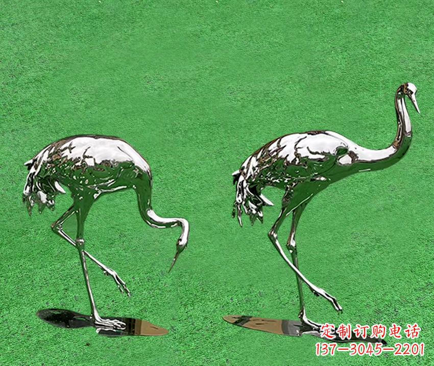 湖南镜面不锈钢动物鹤雕塑