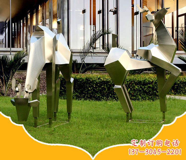 湖南镜面福鹿不锈钢雕塑