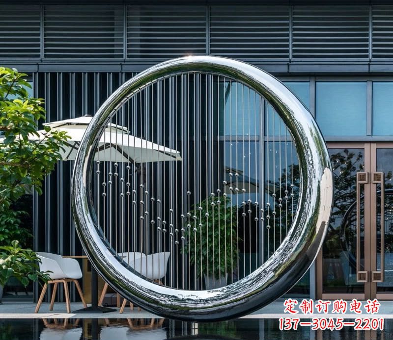 湖南精美的镜面不锈钢圆环雕塑