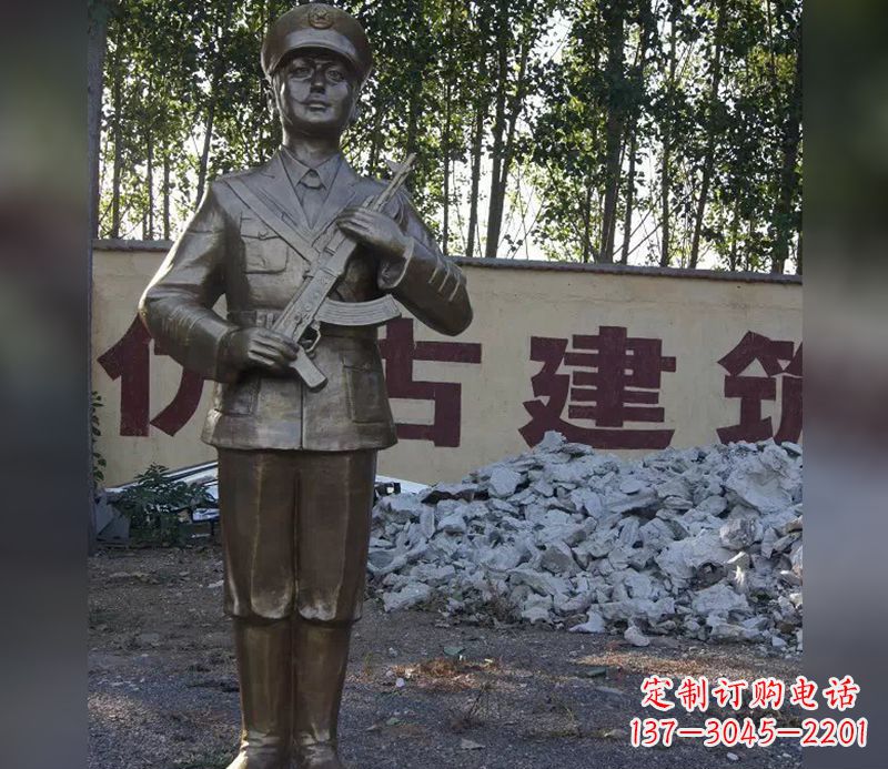 湖南精美纪念,战士铜雕——中领雕塑