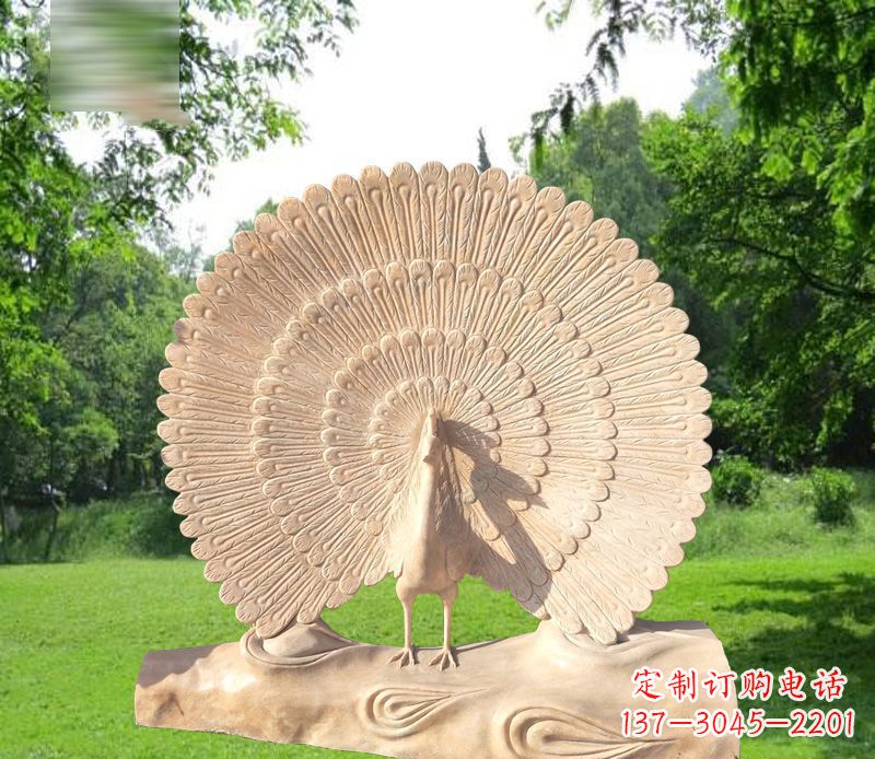 湖南欣赏孔雀美感的石雕公园雕塑