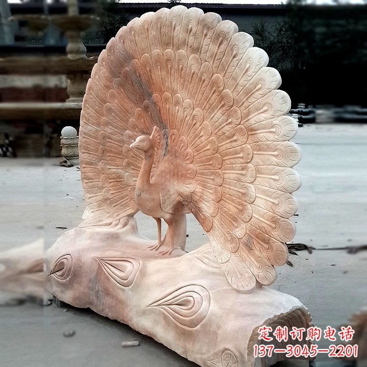 湖南艺术精美的孔雀石红雕塑
