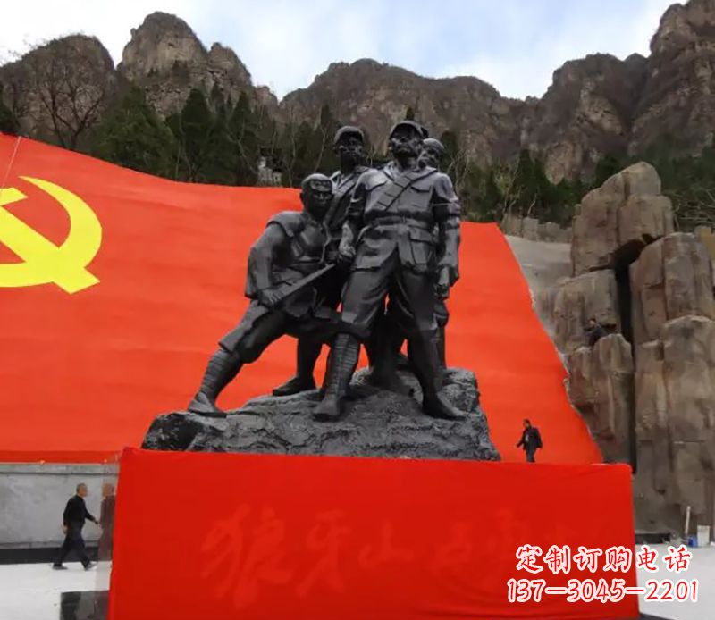 湖南狼牙山五壮士烈士铜雕,永载革命先烈光辉