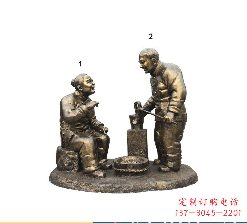 湖南质朴传神的老人铜雕